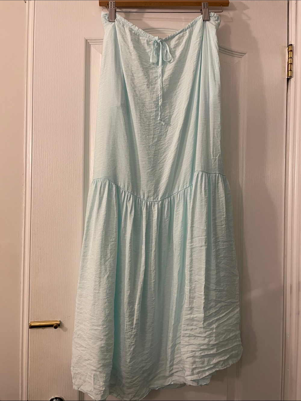Young Fabulous & Broke Pale Blue Tiered Maxi Skirt Boho with Pockets XS